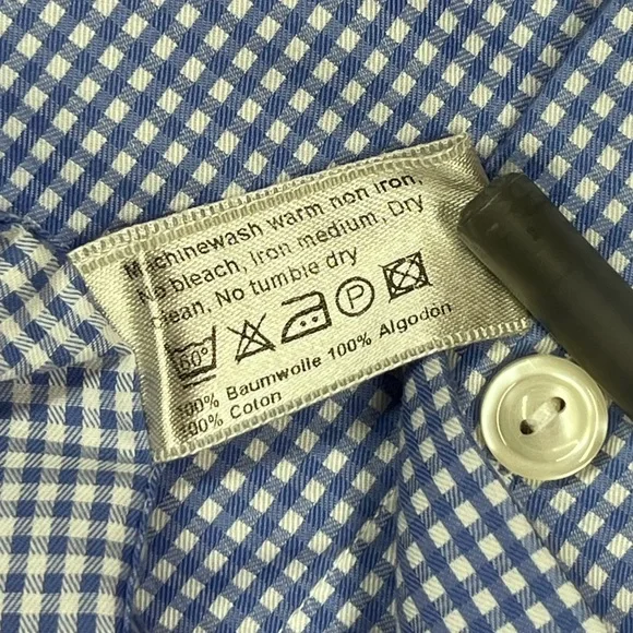 Eton Men’s Blue & White Slim Fit Long Sleeve Dress Shirt. Size 41 / 16 - Medium - Picture 12 of 13